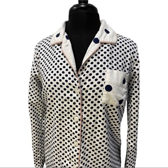 Boden Polka Dot Long Sleeve Flannel Pajama Top Sz XS - Picture 2 of 12